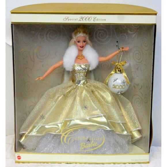 2000 Hallmark Special Edition Celebration Barbie Holiday Gold New Years 28269 - Picture 1 of 9